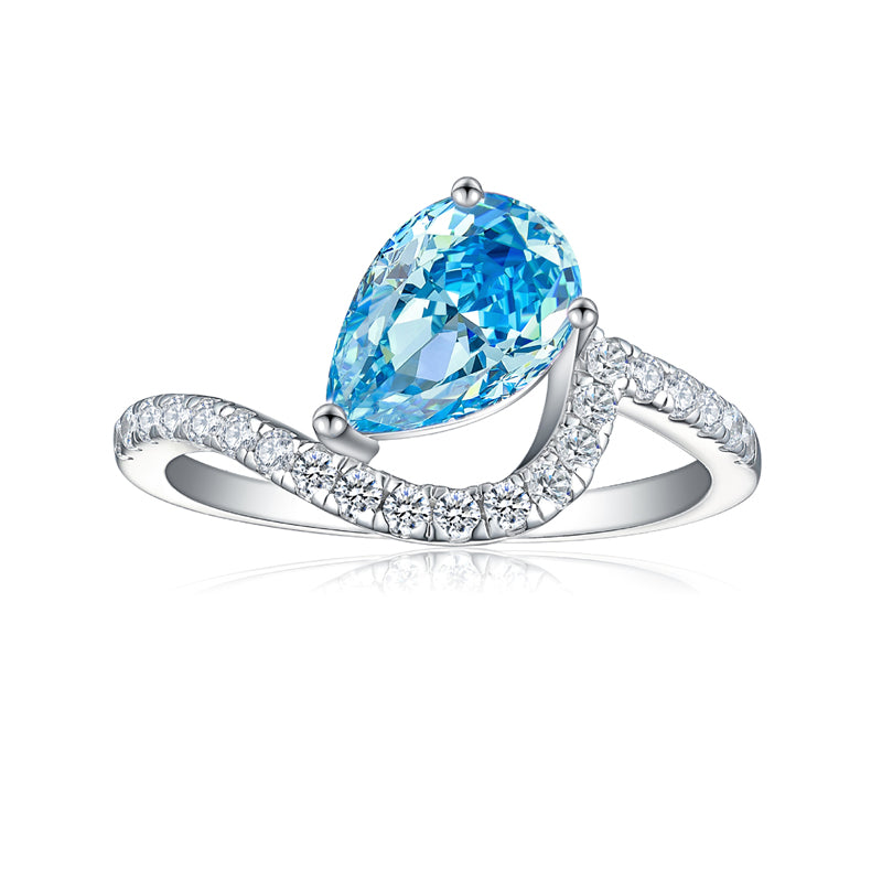 S925 Sterling Silver 1.5ct Teardrop Flame-Cut Ring - Elegant 6×9mm Princess Cut Zirconia Jewelry