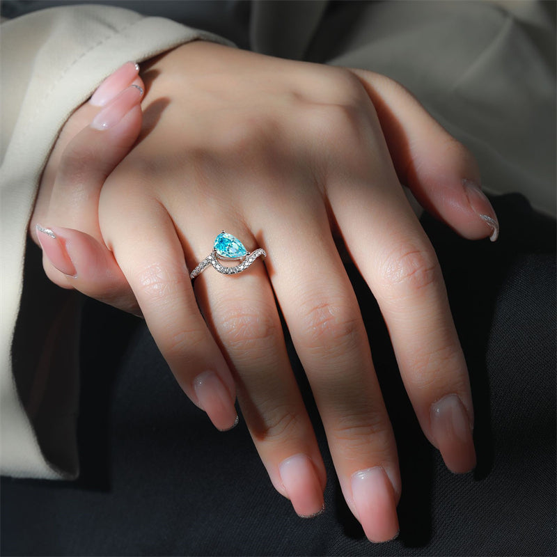 S925 Sterling Silver 1.5ct Teardrop Flame-Cut Ring - Elegant 6×9mm Princess Cut Zirconia Jewelry