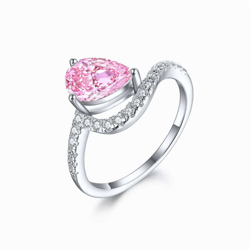 S925 Sterling Silver 1.5ct Teardrop Flame-Cut Ring - Elegant 6×9mm Princess Cut Zirconia Jewelry