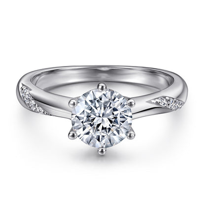 S925 Sterling Silver 1ct Solitaire Engagement Ring - Classic Six-Prong Zirconia Jewelry