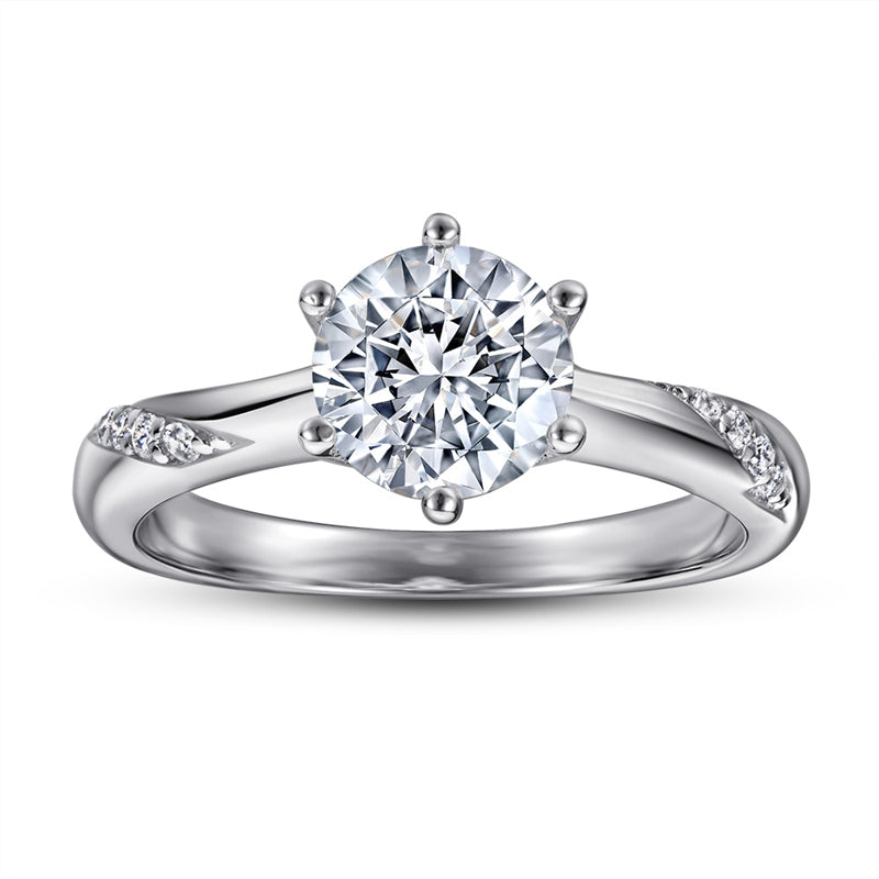S925 Sterling Silver 1ct Solitaire Engagement Ring - Classic Six-Prong Zirconia Jewelry