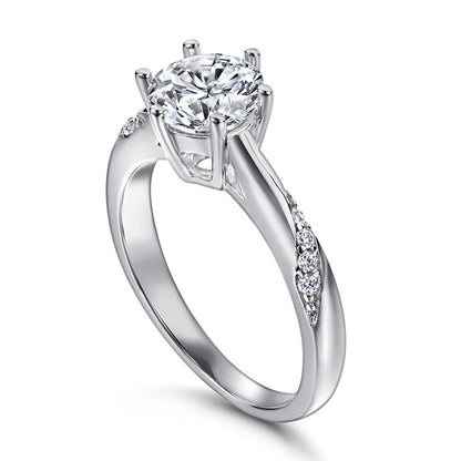 S925 Sterling Silver 1ct Solitaire Engagement Ring - Classic Six-Prong Zirconia Jewelry
