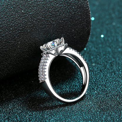 S925 Sterling Silver 2-3ct Moissanite Six-Prong Engagement Ring | Original Fan Design
