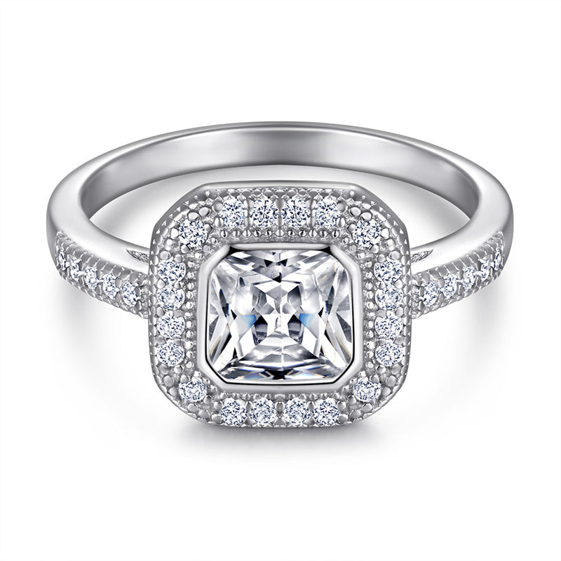 S925 Sterling Silver 2-in-1 Zirconia Ring Set – Stackable Geometric Jewelry