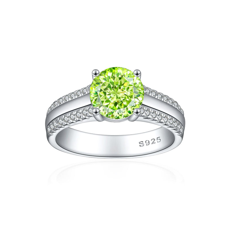 S925 Sterling Silver 2ct Flame-Cut Half Eternity Ring - 5A Zirconia Colored Gemstone Jewelry
