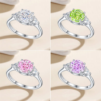 S925 Sterling Silver 2ct Flame-Cut Heart Ring - Icy Fire Princess Cut Zirconia Statement Ring