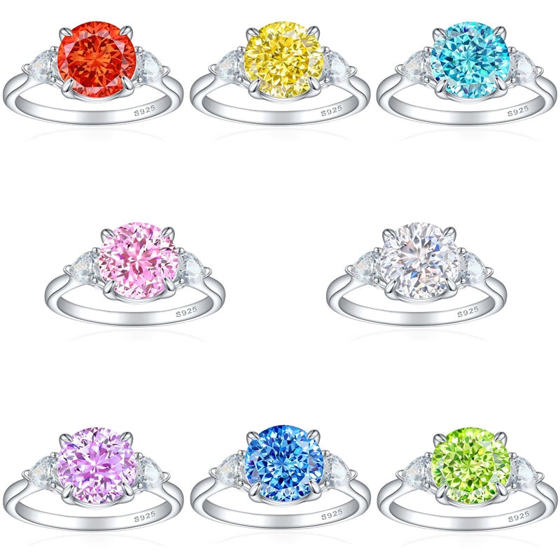 S925 Sterling Silver 2ct Flame-Cut Heart Ring - Icy Fire Princess Cut Zirconia Statement Ring