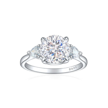 S925 Sterling Silver 2ct Flame-Cut Heart Ring - Icy Fire Princess Cut Zirconia Statement Ring