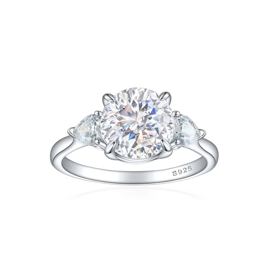 S925 Sterling Silver 2ct Flame-Cut Heart Ring - Icy Fire Princess Cut Zirconia Statement Ring