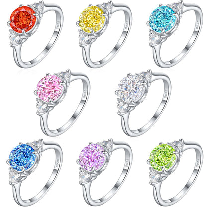 S925 Sterling Silver 2ct Flame-Cut Heart Ring - Icy Fire Princess Cut Zirconia Statement Ring