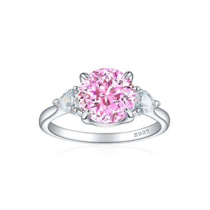 S925 Sterling Silver 2ct Flame-Cut Heart Ring - Icy Fire Princess Cut Zirconia Statement Ring
