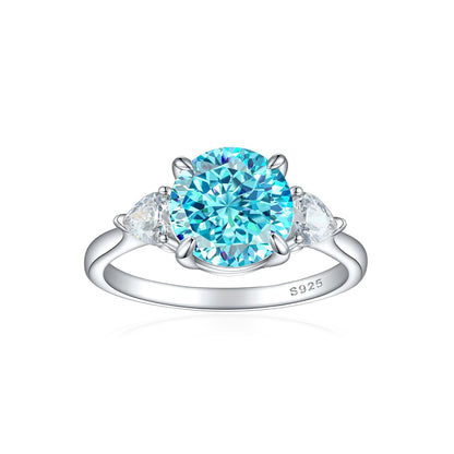 S925 Sterling Silver 2ct Flame-Cut Heart Ring - Icy Fire Princess Cut Zirconia Statement Ring