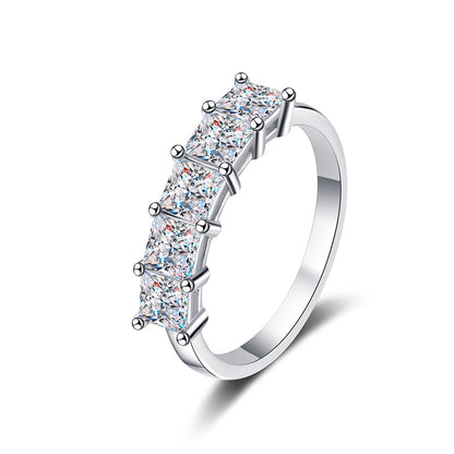 S925 Sterling Silver 2ct Princess Cut Moissanite Eternity Band with 18K Gold Plating