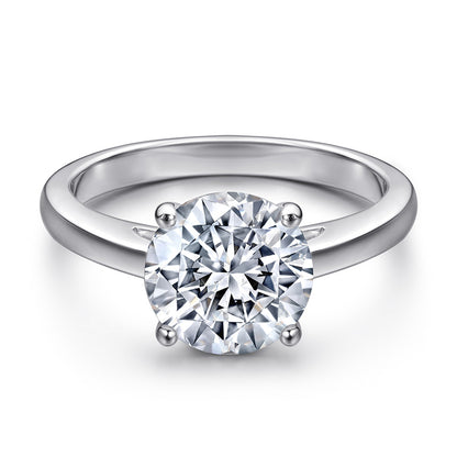 S925 Sterling Silver 2ct Solitaire Ring - Classic Four-Prong Zirconia Engagement Jewelry