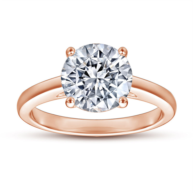 S925 Sterling Silver 2ct Solitaire Ring - Classic Four-Prong Zirconia Engagement Jewelry