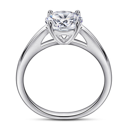 S925 Sterling Silver 2ct Solitaire Ring - Classic Four-Prong Zirconia Engagement Jewelry