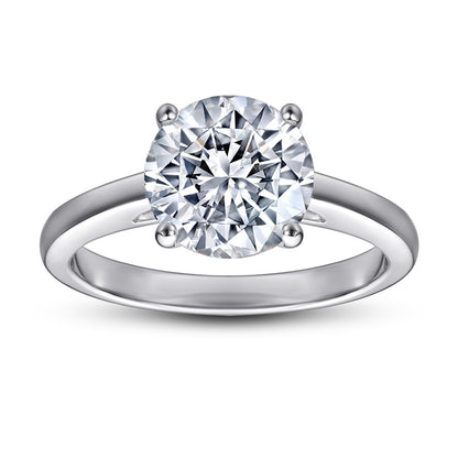 S925 Sterling Silver 2ct Solitaire Ring - Classic Four-Prong Zirconia Engagement Jewelry
