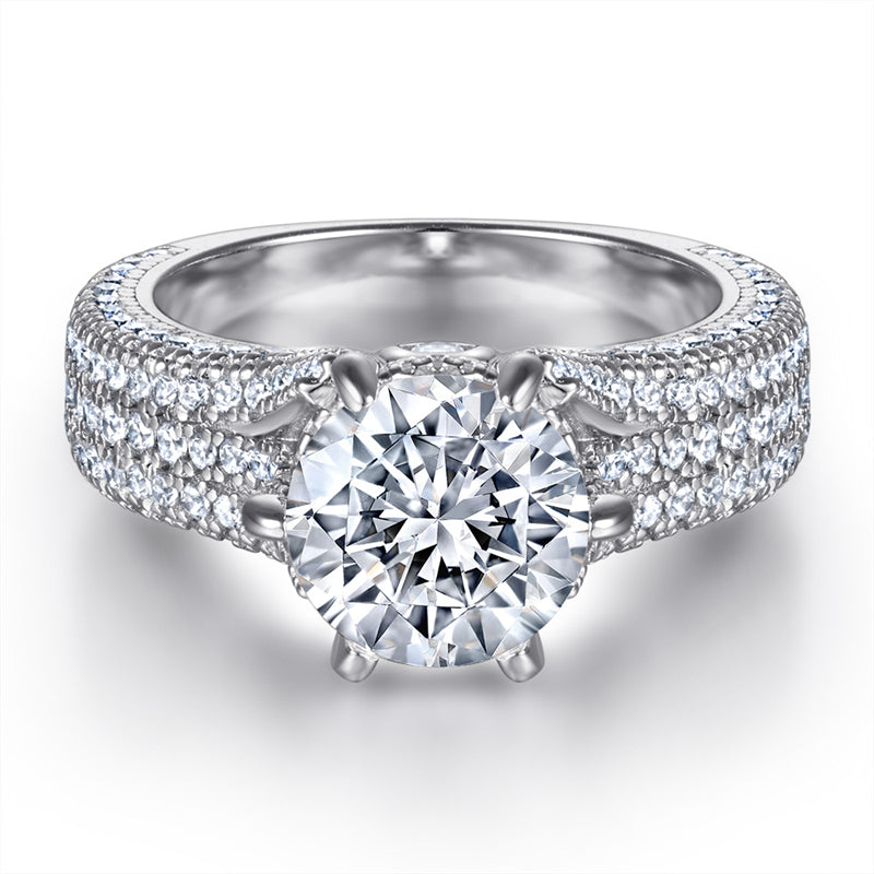 S925 Sterling Silver 2ct Solitaire Ring - Six-Prong Micro-Pavé Zirconia Statement Jewelry