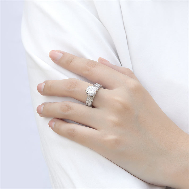 S925 Sterling Silver 2ct Solitaire Ring - Six-Prong Micro-Pavé Zirconia Statement Jewelry