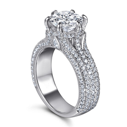 S925 Sterling Silver 2ct Solitaire Ring - Six-Prong Micro-Pavé Zirconia Statement Jewelry