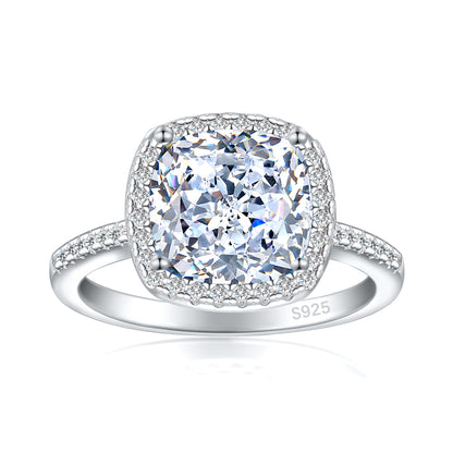 S925 Sterling Silver 3.5ct Colored Gemstone Ring - Luxury Princess Cut Flame Jewelry