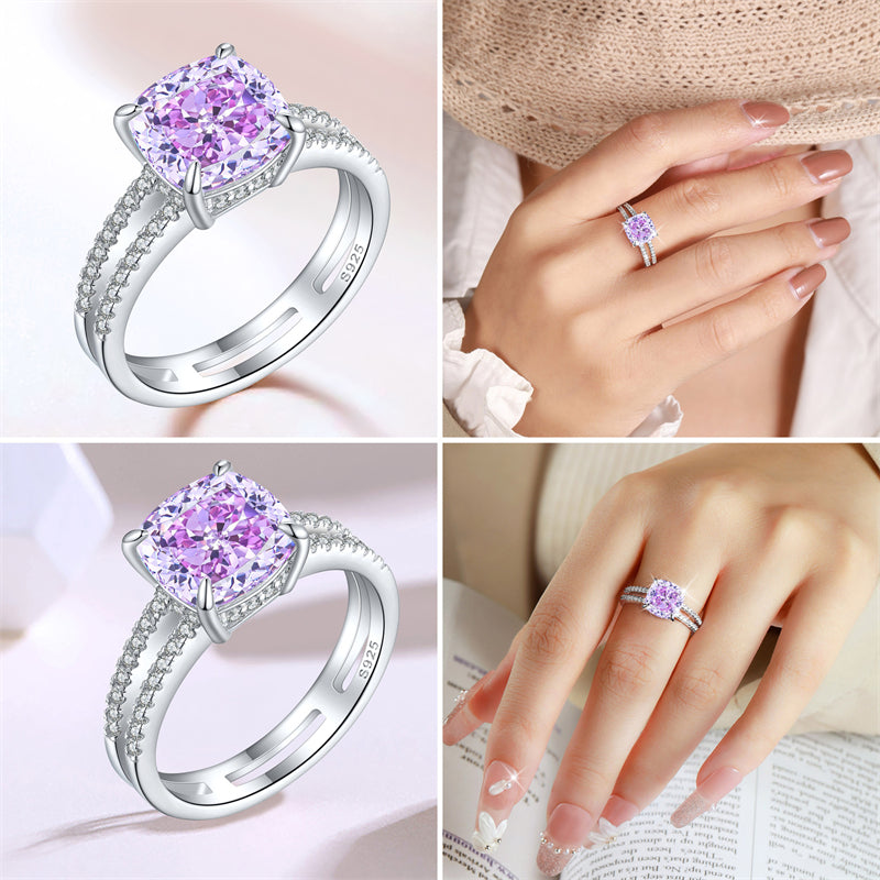 S925 Sterling Silver 3.5ct Double Halo Square Ring - Bold Princess Cut 9×9mm Zirconia Statement Piece