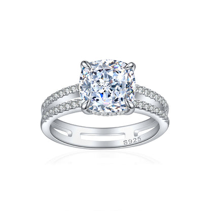 S925 Sterling Silver 3.5ct Double Halo Square Ring - Bold Princess Cut 9×9mm Zirconia Statement Piece