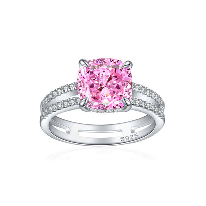 S925 Sterling Silver 3.5ct Double Halo Square Ring - Bold Princess Cut 9×9mm Zirconia Statement Piece