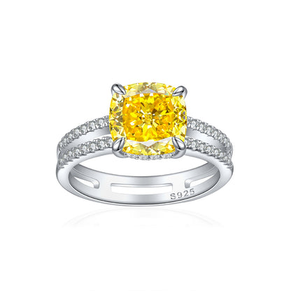 S925 Sterling Silver 3.5ct Double Halo Square Ring - Bold Princess Cut 9×9mm Zirconia Statement Piece