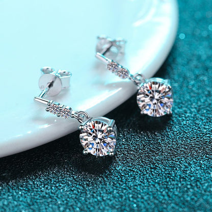 S925 Sterling Silver 4-Prong Floral Moissanite Stud Earrings - 0.5ct/1ct Botanical-Inspired Earrings