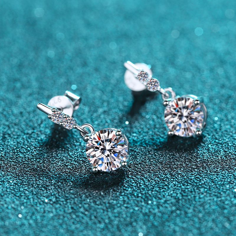 S925 Sterling Silver 4-Prong Floral Moissanite Stud Earrings - 0.5ct/1ct Botanical-Inspired Earrings