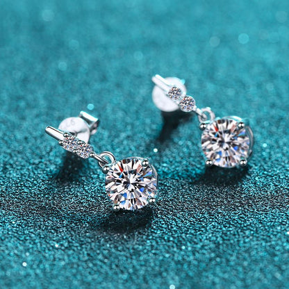 S925 Sterling Silver 4-Prong Floral Moissanite Stud Earrings - 0.5ct/1ct Botanical-Inspired Earrings
