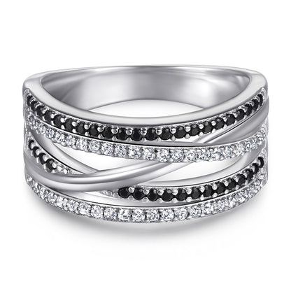 S925 Sterling Silver 5-Row Stackable Ring Set - Crown-Inspired Pavé Zirconia Jewelry