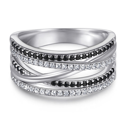 S925 Sterling Silver 5-Row Stackable Ring Set - Crown-Inspired Pavé Zirconia Jewelry