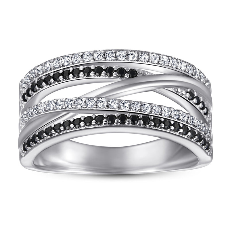 S925 Sterling Silver 5-Row Stackable Ring Set - Crown-Inspired Pavé Zirconia Jewelry