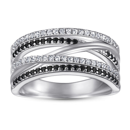 S925 Sterling Silver 5-Row Stackable Ring Set - Crown-Inspired Pavé Zirconia Jewelry
