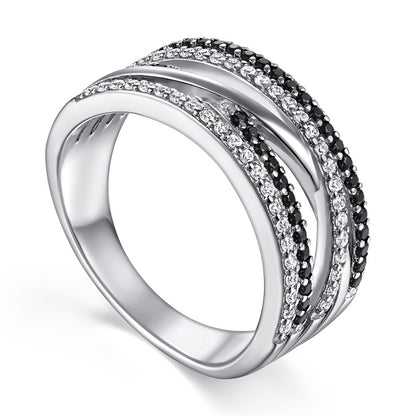 S925 Sterling Silver 5-Row Stackable Ring Set - Crown-Inspired Pavé Zirconia Jewelry