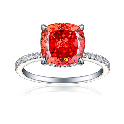 S925 Sterling Silver 5ct Flame-Cut Square Teardrop Ring - Luxe 10×10mm Princess Cut Zirconia Statement Jewelry