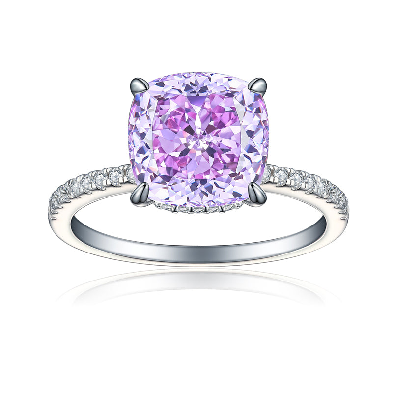 S925 Sterling Silver 5ct Flame-Cut Square Teardrop Ring - Luxe 10×10mm Princess Cut Zirconia Statement Jewelry