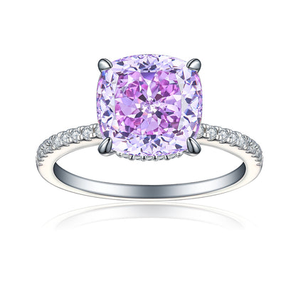 S925 Sterling Silver 5ct Flame-Cut Square Teardrop Ring - Luxe 10×10mm Princess Cut Zirconia Statement Jewelry