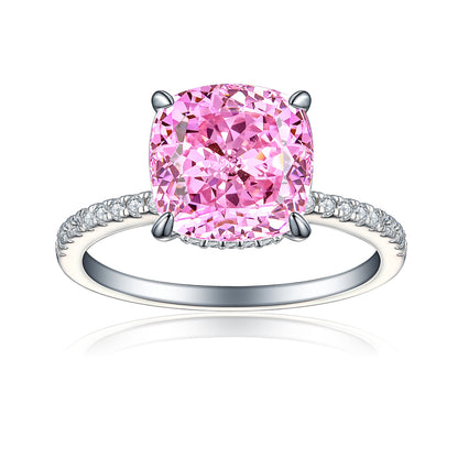 S925 Sterling Silver 5ct Flame-Cut Square Teardrop Ring - Luxe 10×10mm Princess Cut Zirconia Statement Jewelry
