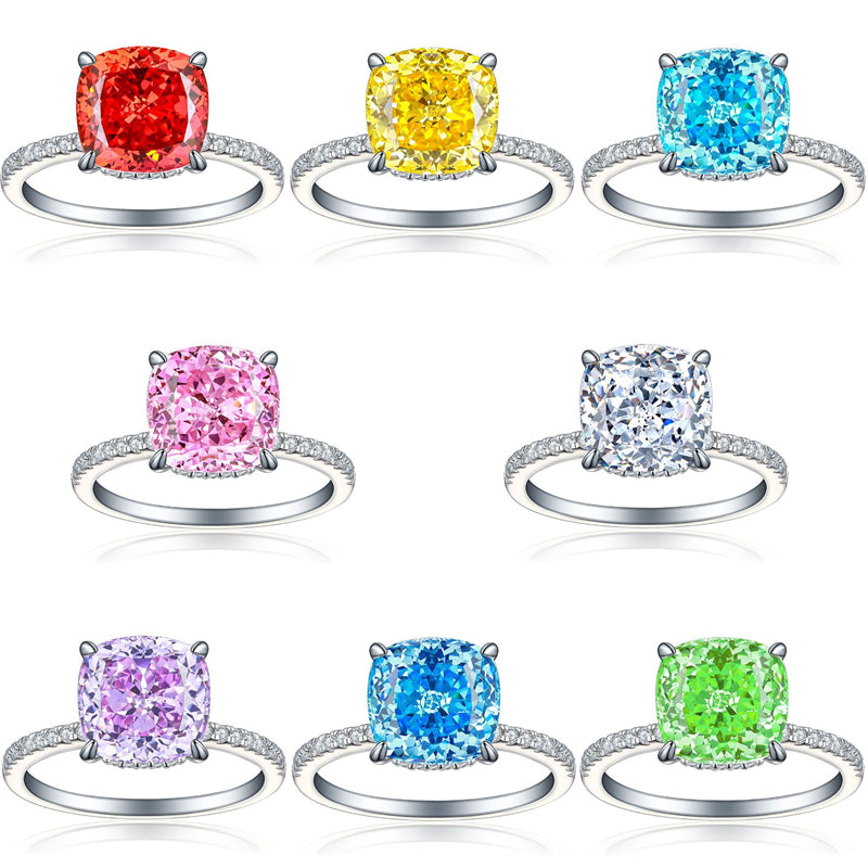 S925 Sterling Silver 5ct Flame-Cut Square Teardrop Ring - Luxe 10×10mm Princess Cut Zirconia Statement Jewelry