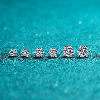 S925 Sterling Silver 6-Prong Hexagon Stud Earrings – Moissanite & Zirconia Elegant Earrings for Women