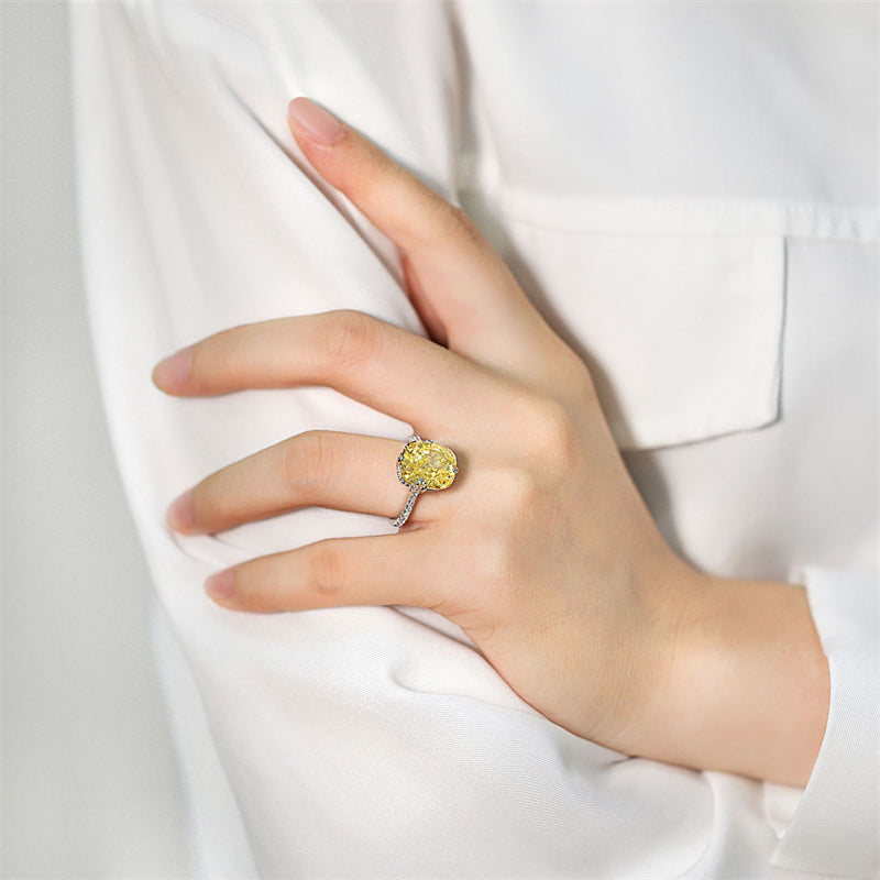 S925 Sterling Silver 6ct Canary Zirconia Ring - Modern Icy Princess Cut Statement Jewelry