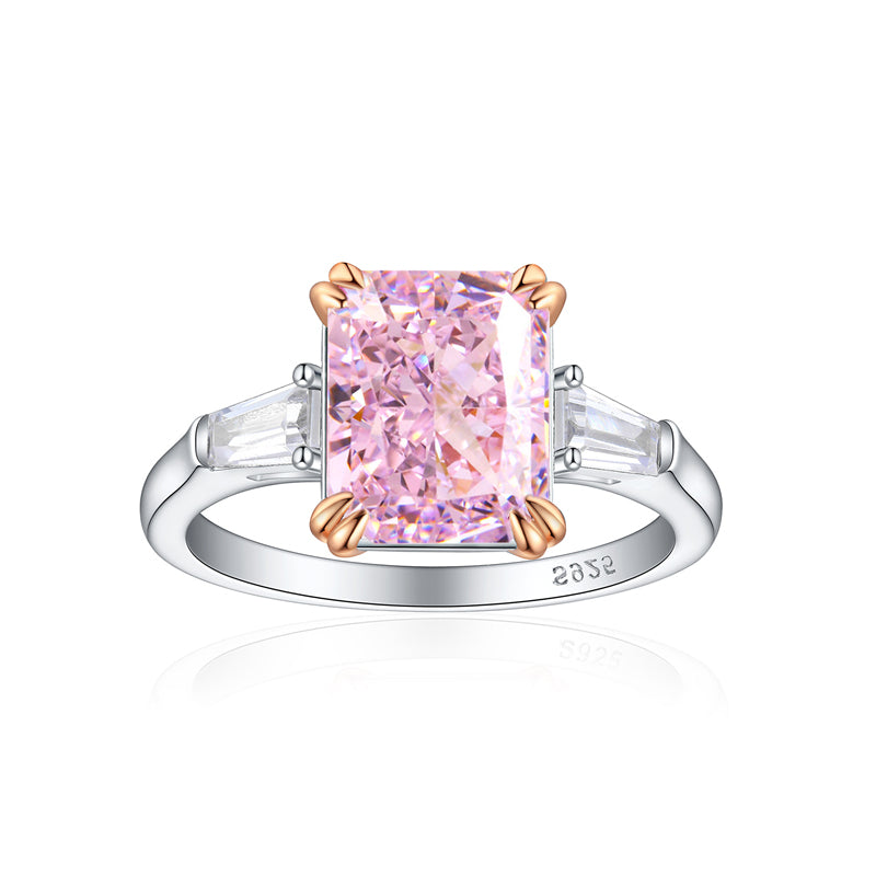 S925 Sterling Silver 8ct High-Carbon Diamond Ring - Luxury Princess Cut Colored Gemstone Jewelry