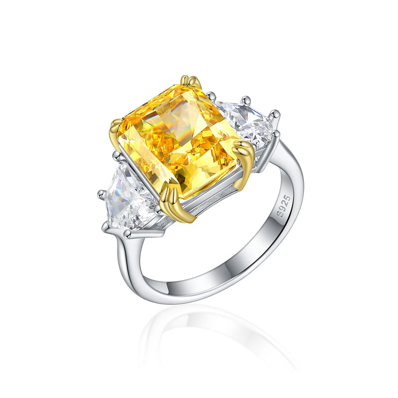 S925 Sterling Silver 8ct Square-Cut Ice Diamond Ring - Bold Geometric Statement Jewelry