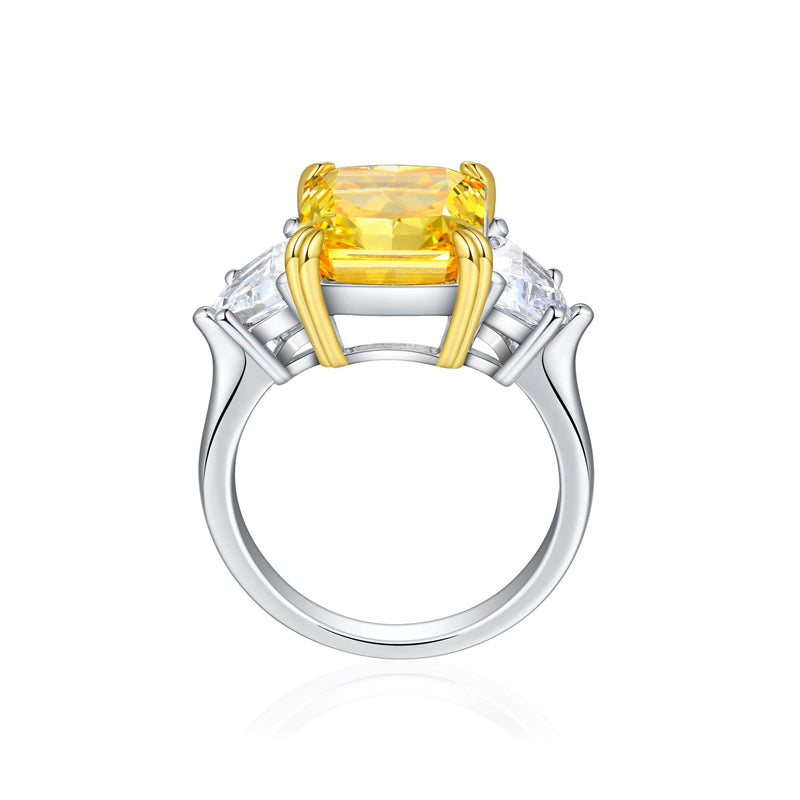 S925 Sterling Silver 8ct Square-Cut Ice Diamond Ring - Bold Geometric Statement Jewelry