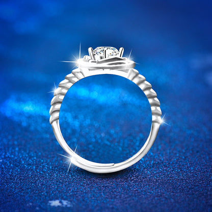 S925 Sterling Silver Adjustable Dragon Ring with 0.5ct Moissanite Original Design Zodiac Jewelry for Men Rhodium Plated
