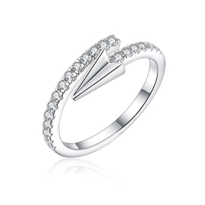 S925 Sterling Silver Adjustable Open Ring - Unique Asymmetric Geometric Jewelry for Women