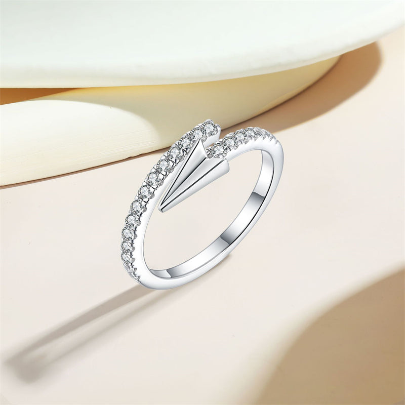 S925 Sterling Silver Adjustable Open Ring - Unique Asymmetric Geometric Jewelry for Women